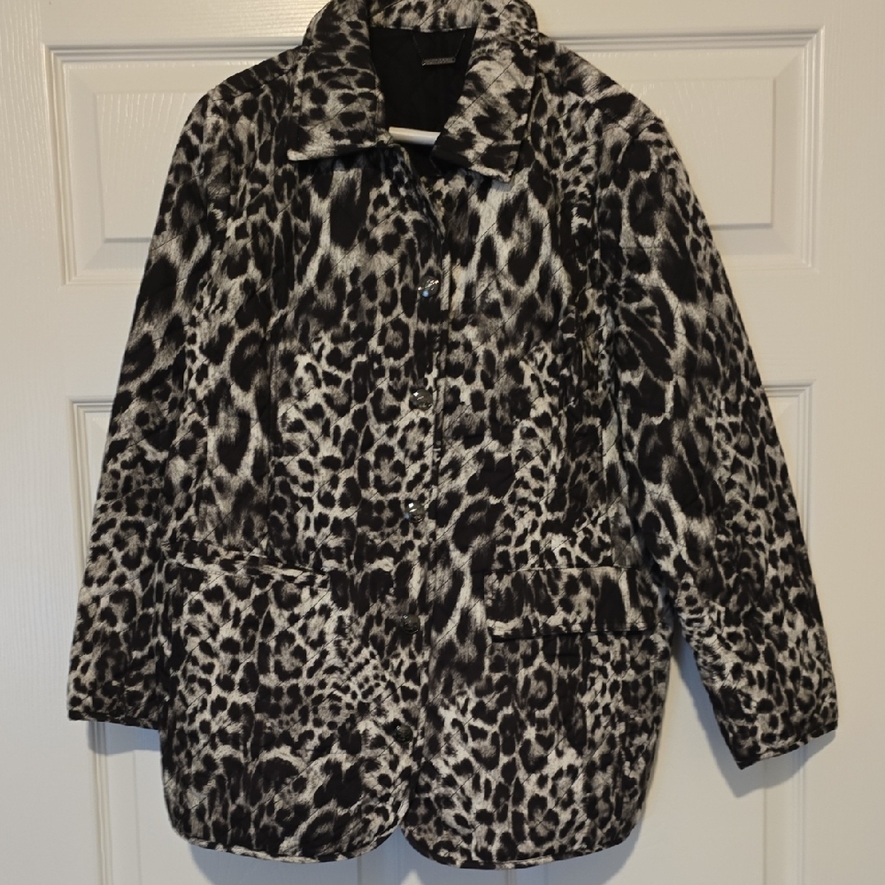 Chico's Black and White Teddy Jacket Plush Cozy Outerwear